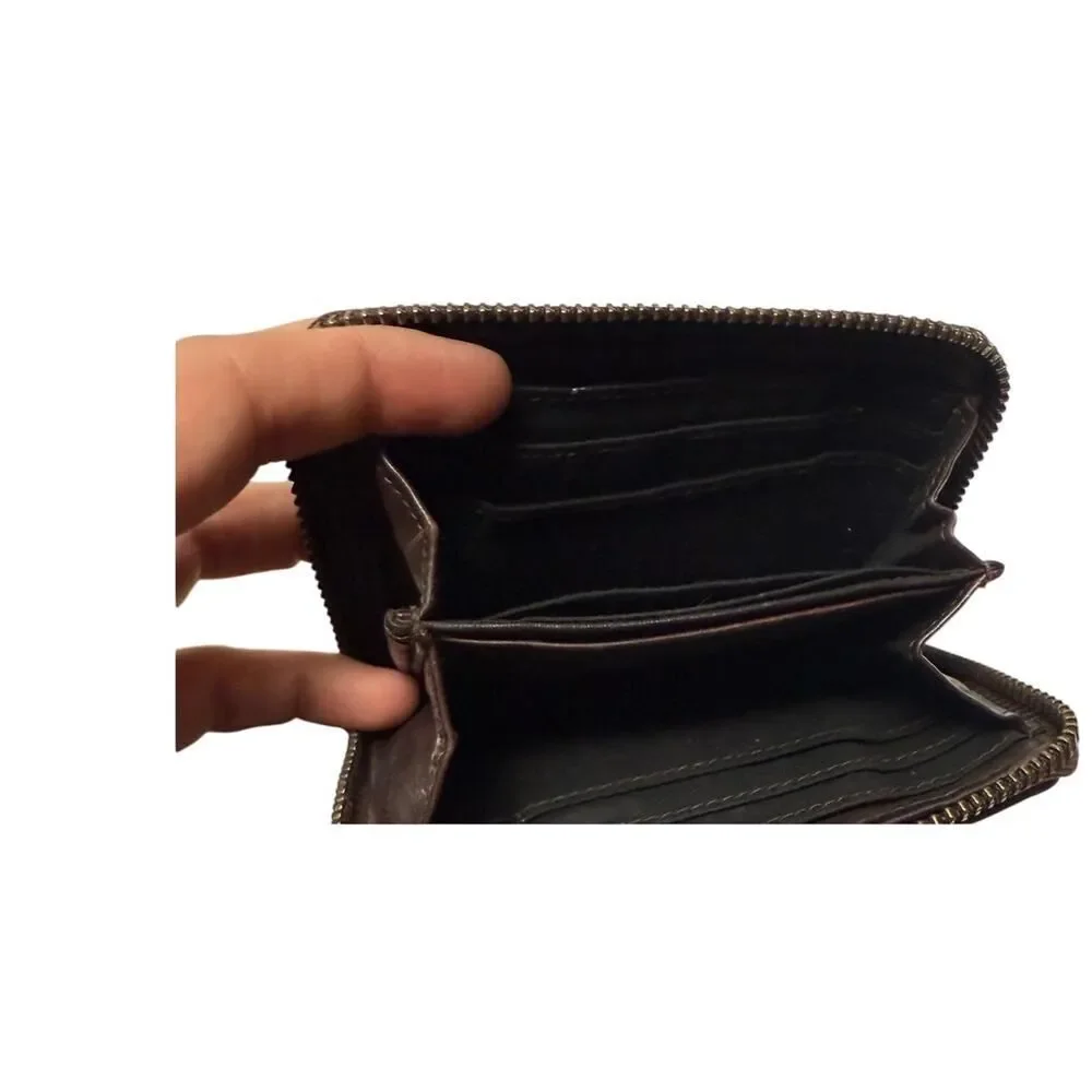 Ashwood Small Leather Dark Brown Zip Wallet